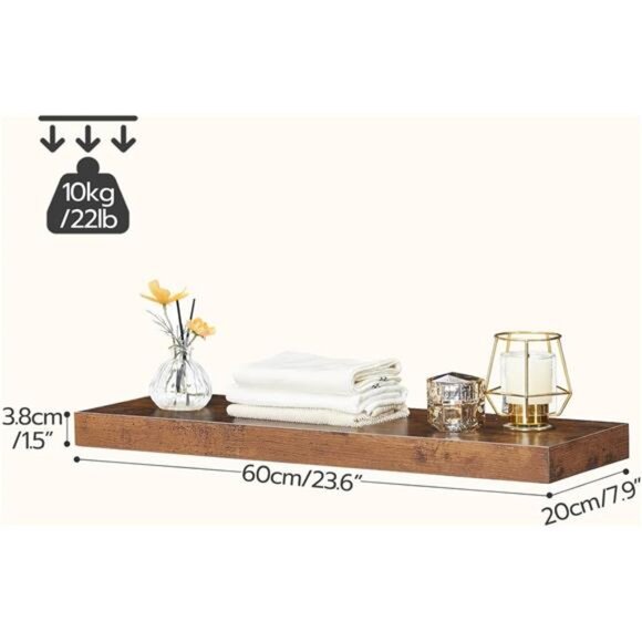 Floating Shelves for Wall, Wall Mounted Shelf Set of 2, 23.6" Hanging Shelf - Picture 3 of 7